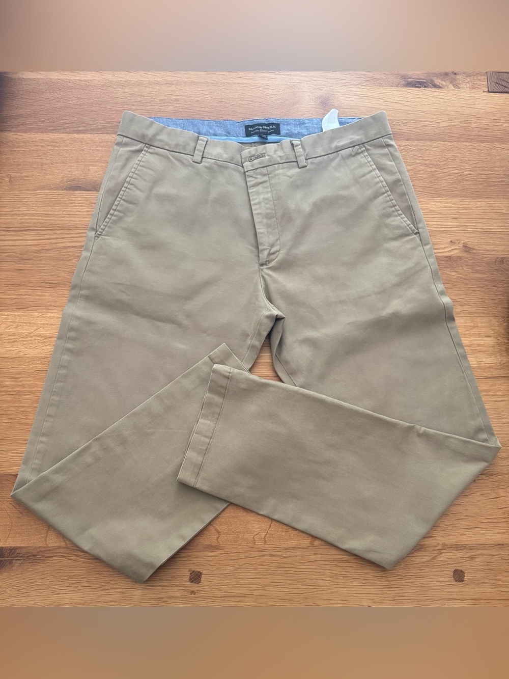 Banana Republic Fulton Skinny Chino Khaki Stretch Flat Front Pants 35x32 Men’s